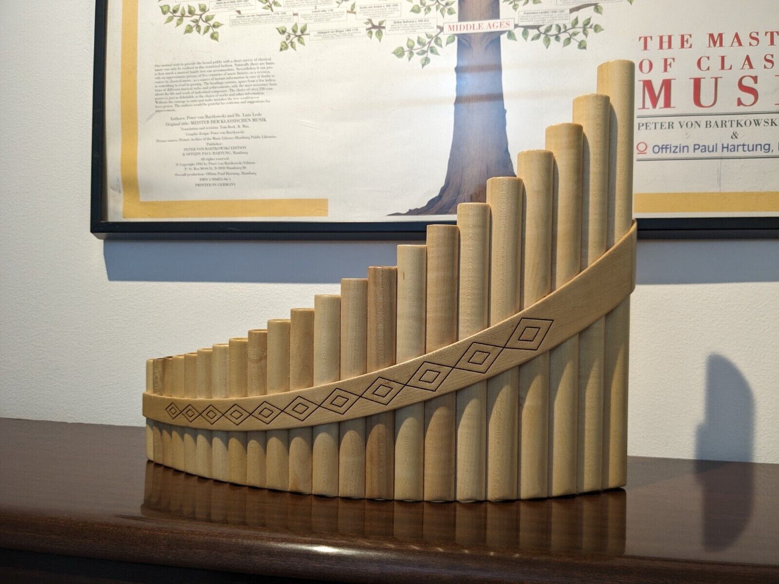 Maple Hybrid Romanian Panpipes, Tenor 22 Notes Key G