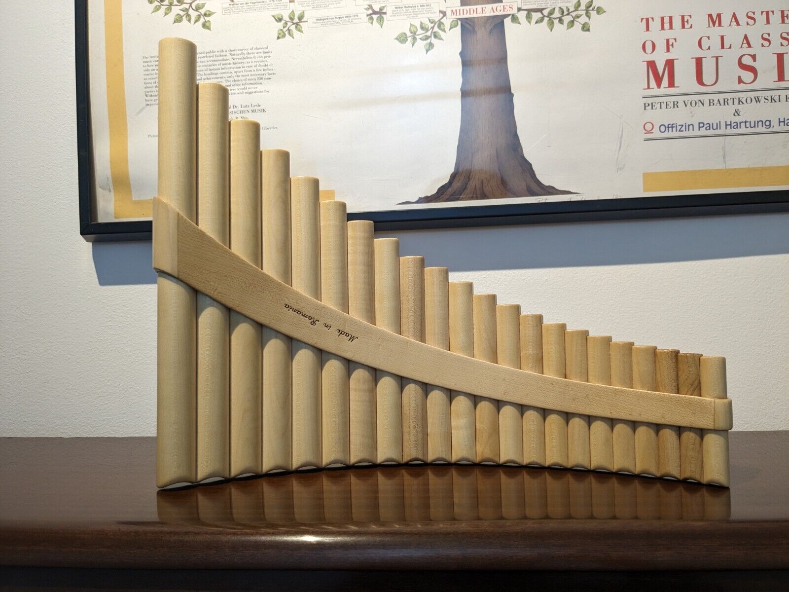 Maple Hybrid Romanian Panpipes, Tenor 22 Notes Key G - Image 2